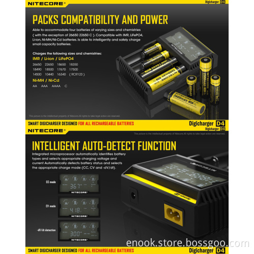 Nitecore D4 Charger for Various Rechargeable Battery